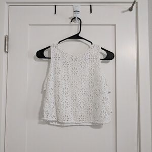 Abercrombie and Fitch White Lace Cutout Tank Shirt